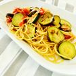 夏野菜のレモンしょうゆペペロンチーノ