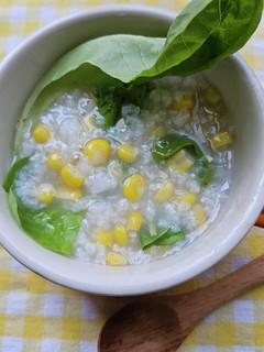 子供喜ぶ夏休み朝ごはん!コーンレタス粥!-レシピのメイン写真