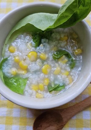 子供喜ぶ夏休み朝ごはん！コーンレタス粥！-レシピのメイン写真