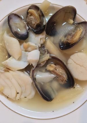ホワイトアスパラと魚介のスープ-レシピのメイン写真