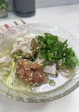 さっぱり♪豚バラとめかぶの梅しそそうめん-レシピのメイン写真