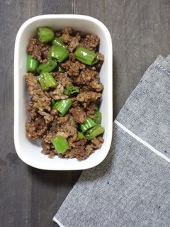 ししとうとひき肉の焼肉のタレ和え-レシピのメイン写真