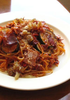 【 ベーコンとズッキーニのトマトパスタ〗-レシピのメイン写真