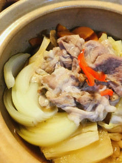 豚スキ●豚こまぎれ肉と白菜・根菜のスキ焼-レシピのメイン写真