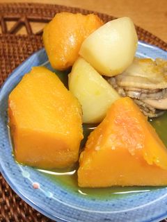 新感覚!かぼちゃとじゃがいもと帆立の煮物-レシピのメイン写真
