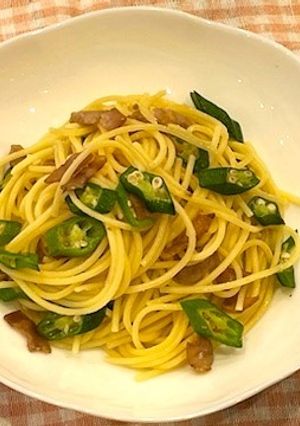 オクラとベーコンのガーリックパスタ-レシピのメイン写真