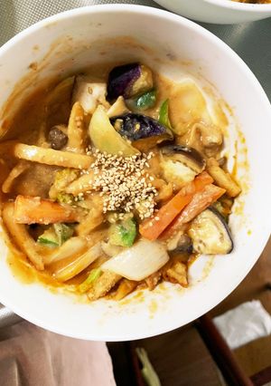 肉無チクワトマト味噌親子丼味野菜炒め-レシピのメイン写真