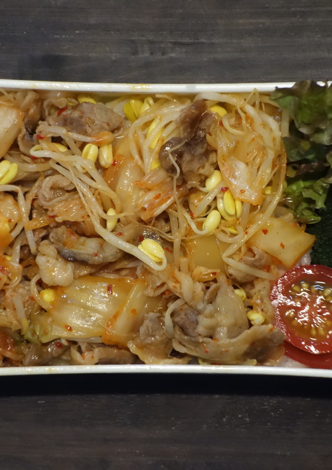 牛肉と豆もやしのキムチ和え丼弁当-レシピのメイン写真