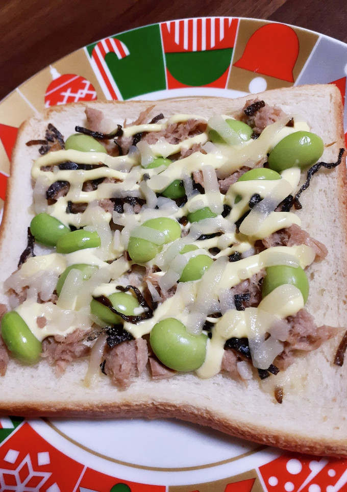 のせるだけ♪ツナと枝豆と塩こぶのトースト-レシピのメイン写真