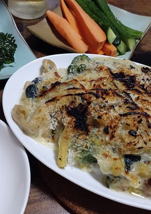 野菜グラタン　バジル味付け鶏肉と鶏皮入り-レシピのメイン写真