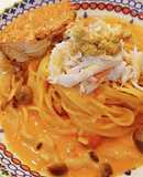 ワンパン・カニのトマトクリームパスタ
