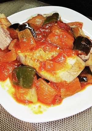 鶏ムネ肉でトマト煮(アラビアータ風)-レシピのメイン写真