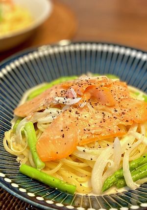 サーモンとアスパラの本格クリームパスタ-レシピのメイン写真