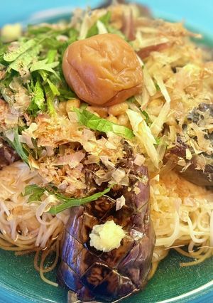 目指せ完全食！ナスと納豆のぶっかけ素麺-レシピのメイン写真