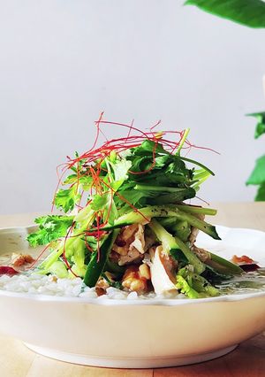冷製アジアン粥☆蒸し鶏と生姜☆鶏肉ささみ-レシピのメイン写真