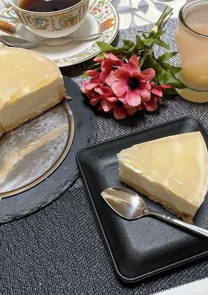 簡単!桃のレアチーズケーキ-レシピのメイン写真