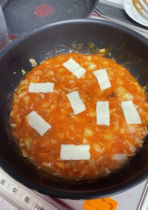 ホタテと餅、チーズのキムチもんじゃ焼き-レシピのメイン写真