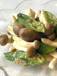【腸活】しめじとオクラの中華風ごま和え-レシピのメイン写真