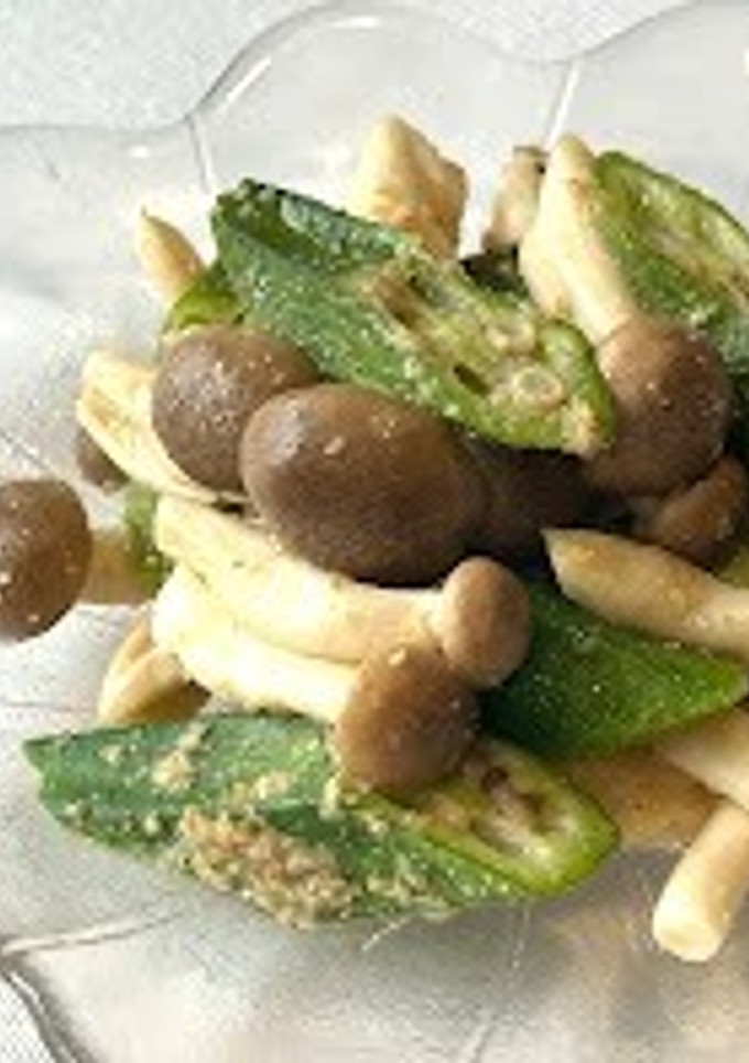【腸活】しめじとオクラの中華風ごま和え-レシピのメイン写真