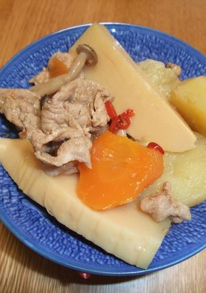 タケノコとじゃがいもと豚肉のピリ辛煮-レシピのメイン写真