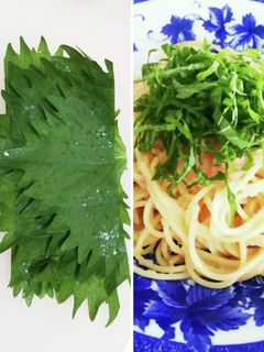大葉の千切り*半分に重ねる私の切り方-レシピのメイン写真