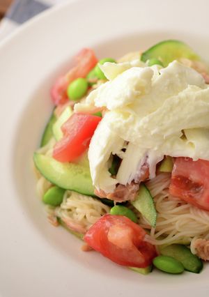 モッツァレラの冷製パスタ風そうめん-レシピのメイン写真