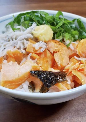 残った焼鮭で♪ママのっけご飯-レシピのメイン写真