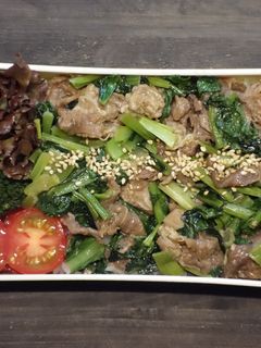 小松菜と豚肉のオイスターソース和え丼弁当-レシピのメイン写真