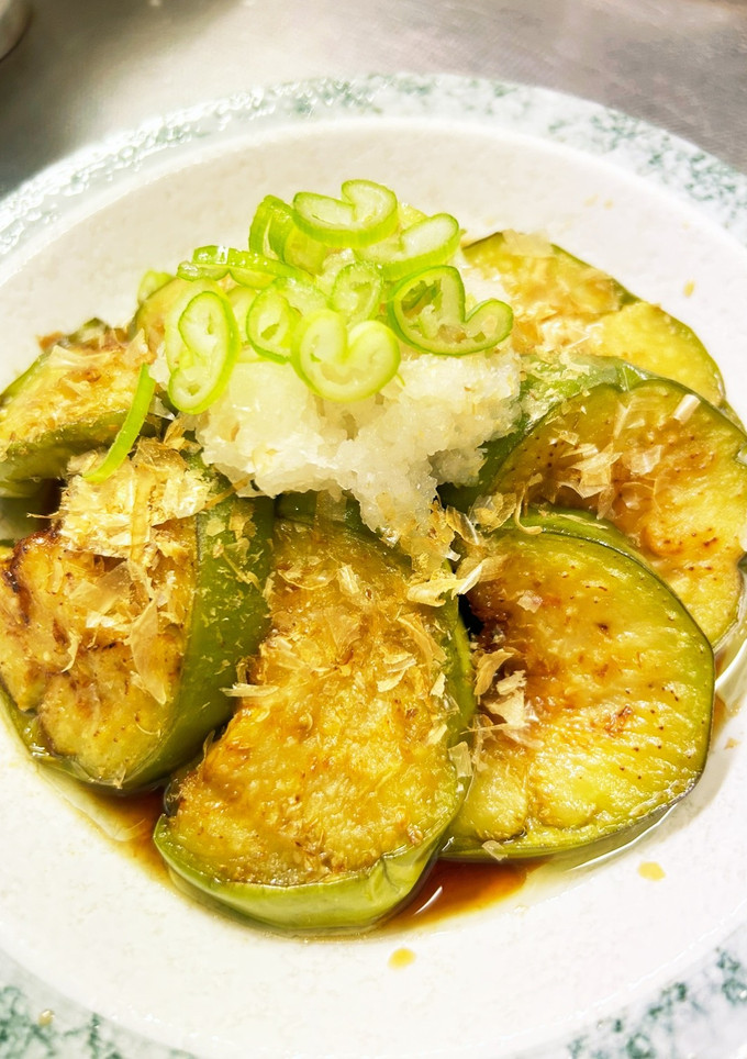 揚げナスの麺つゆがけ。青ナスがとろ旨。-レシピのメイン写真