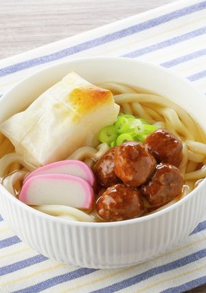 ミートボールの力うどん-レシピのメイン写真
