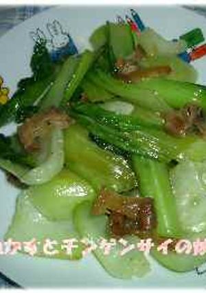 材料２つだけ！油かすとチンゲン菜の炒め物-レシピのメイン写真