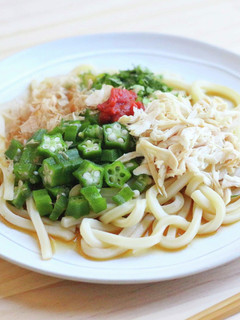 鶏肉とオクラの冷やし梅ぶっかけうどん-レシピのメイン写真