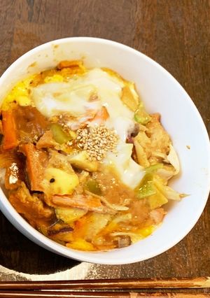 お一人様野菜たっぷりレモンチゲ味親子丼風-レシピのメイン写真
