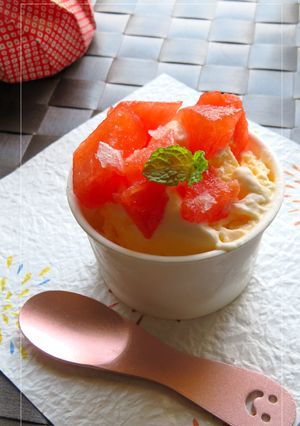 スイカに塩　ｏｎ　バニラアイス-レシピのメイン写真