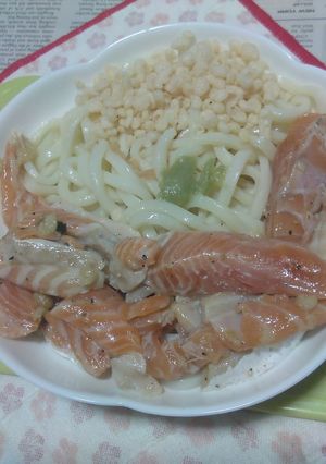 醤油うどん風冷やしうどんV102サーモン-レシピのメイン写真