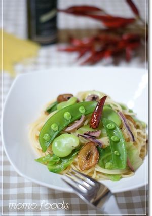 春野菜とイカ塩辛のオイルパスタ-レシピのメイン写真