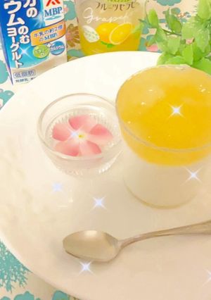 飲むヨーグルトでフルーツヨーグルトゼリー-レシピのメイン写真