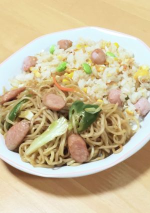 野菜焼きそばと夏らしいチャーハン-レシピのメイン写真