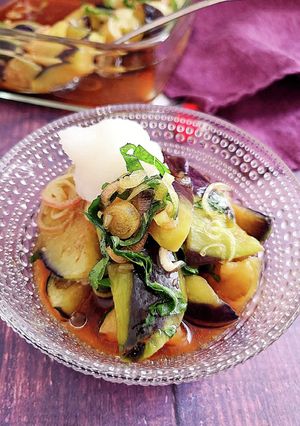 揚げなすとたっぷり薬味のめんぽん浸け-レシピのメイン写真