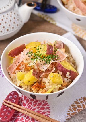 さつまいもとベーコンのバター醤油ごはん-レシピのメイン写真