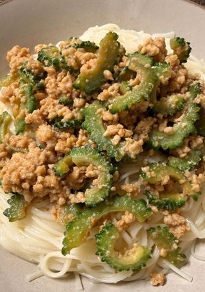 鶏そぼろゴーヤの汁なしそうめん😻-レシピのメイン写真