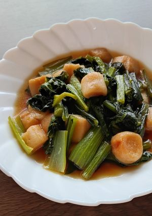 小松菜と焼き麩の煮物-レシピのメイン写真