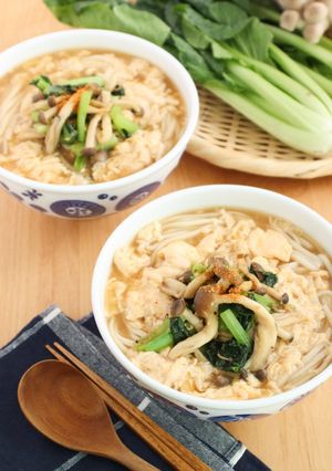 きのこと小松菜のとろたまあんかけうどん-レシピのメイン写真