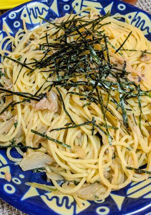 玉ねぎとツナ塩昆布と大葉の和風パスタ-レシピのメイン写真