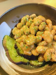 毎日の納豆●茄子の甘煮にトッピング-レシピのメイン写真