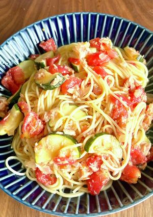 ツナと夏野菜のマリネの冷製パスタ-レシピのメイン写真