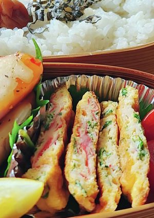 白だし☆カニかまお焼き☆おつまみ食中毒-レシピのメイン写真