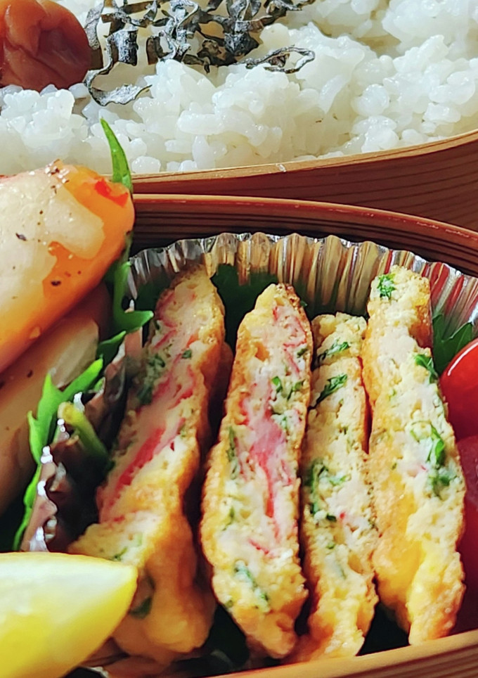 白だし☆カニかまお焼き☆おつまみ食中毒-レシピのメイン写真