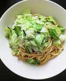 キャベツと塩昆布の和風パスタ