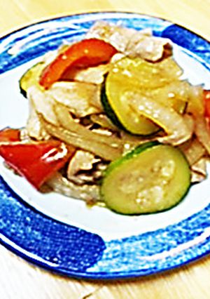 豚肉と夏野菜の生姜焼き(透析サポート)-レシピのメイン写真
